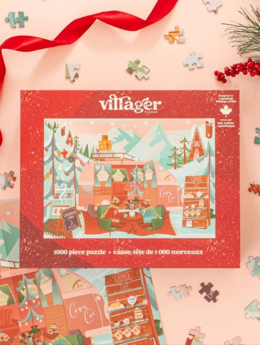 Villager Puzzles "Camper Cafe" / Winter Cabin 1000-Piece Jigsaw Puzzle (Brand Ne